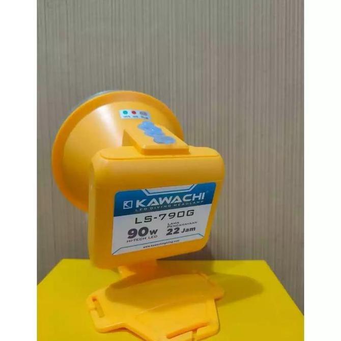 Senter Kepala Selam Cahaya Putih 90W Kawachi Led Waterproof Ls-790G Headlamp Diving Super Terang Bat