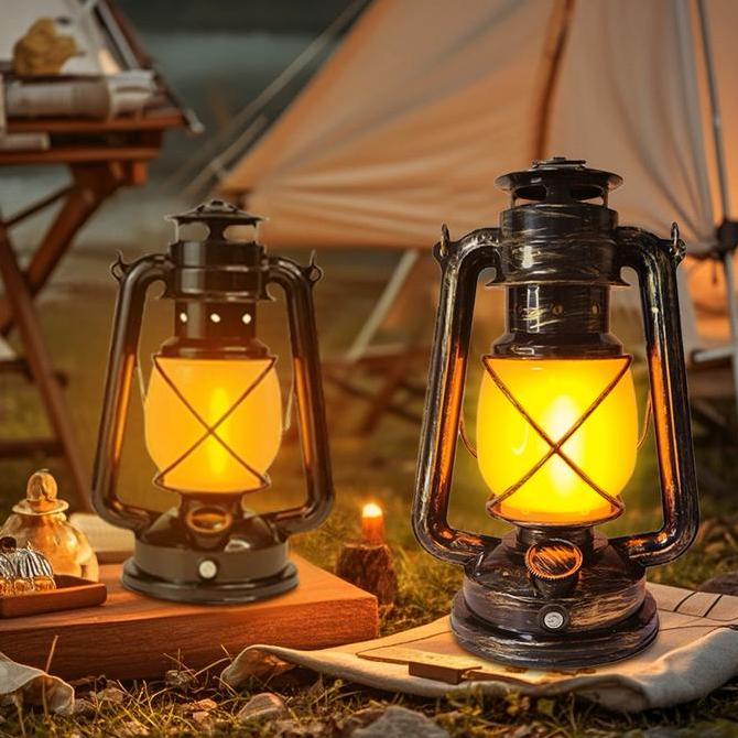 Vintage LED Metal Hanging Lantern Travel Camping Portable Charging Waterproof Horse Lantern Outdoor 