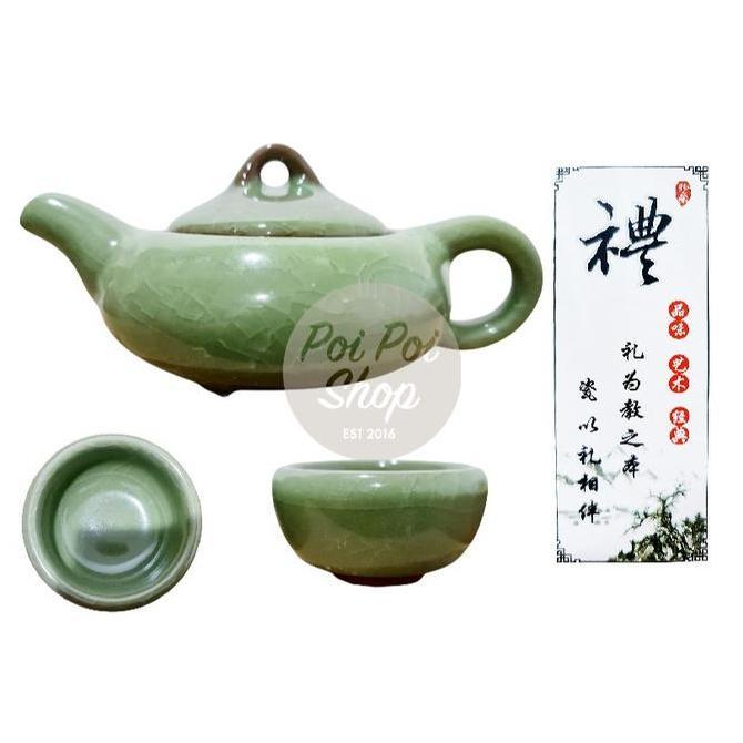 ((((()paling dicari] CHINESE TEA POT SET CERAMIC CUP TEKO TEH CHINA CANGKIR KERAMIK SET SOUVENIR GIF
