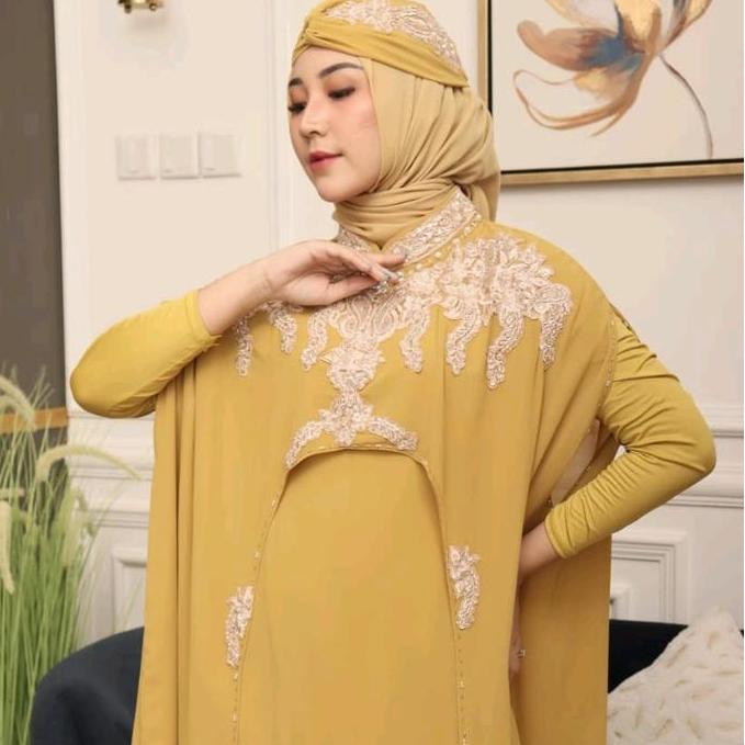 Sale Dres / Kaftan Claudya Wanita Muslim Free Turban Dan Inner Gamis Bordir Cantik Exclusive Mewah P