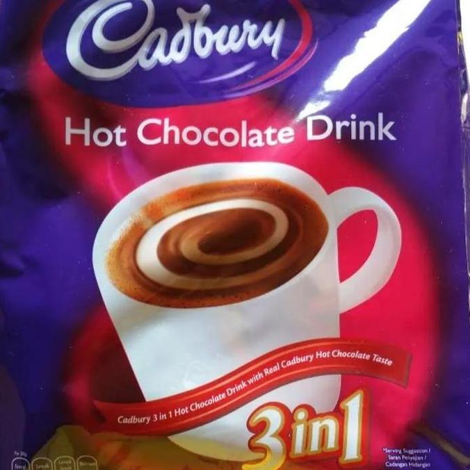 Cadbury 3 in 1 Hot Chocolate Drink 15 Sachet x 30gr Minuman Coklat Bubuk Instan TEB