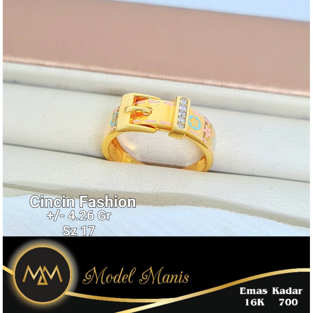 Model Manis Gold - Cincin Gesper Clover Rainbow Kuning - Emas 16k 700