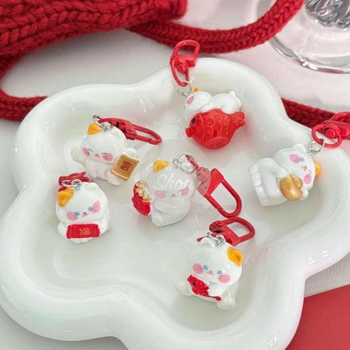 Termantab] Gantungan Kunci Kucing Hoki Maneki Neko Hampers Mini Keychain DIY Lucu Gantungan Tas Akse