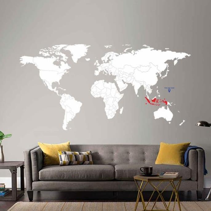 Promo Stiker Dinding Peta Dunia Ukuran Besar Cutting Sticker World Map Travel Big Size COD