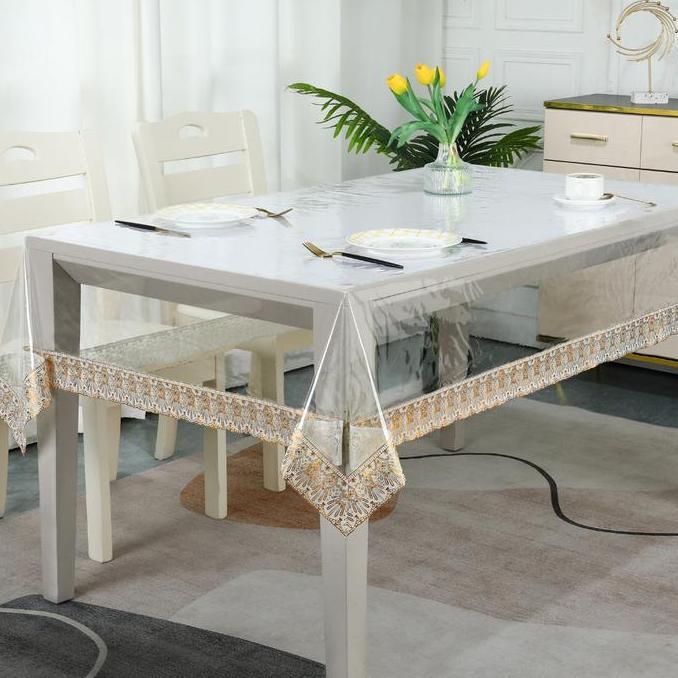 Promo Taplak Meja Makan Transparan List Samping Alas Meja Bening Ruang Tamu PVC Tebal Anti Air Perla
