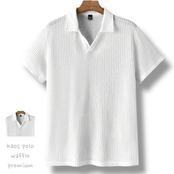 DI8 >> Kaos polo lengan pendek pria V-neck waffle premium baju distro terbaru Kerah Cowok Dewasa