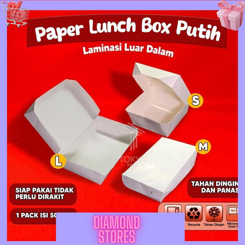 Diskon Paper Lunch Box Putih Uk S, M, L - Lunch Box Kertas - Lunch Box Kertas Putih