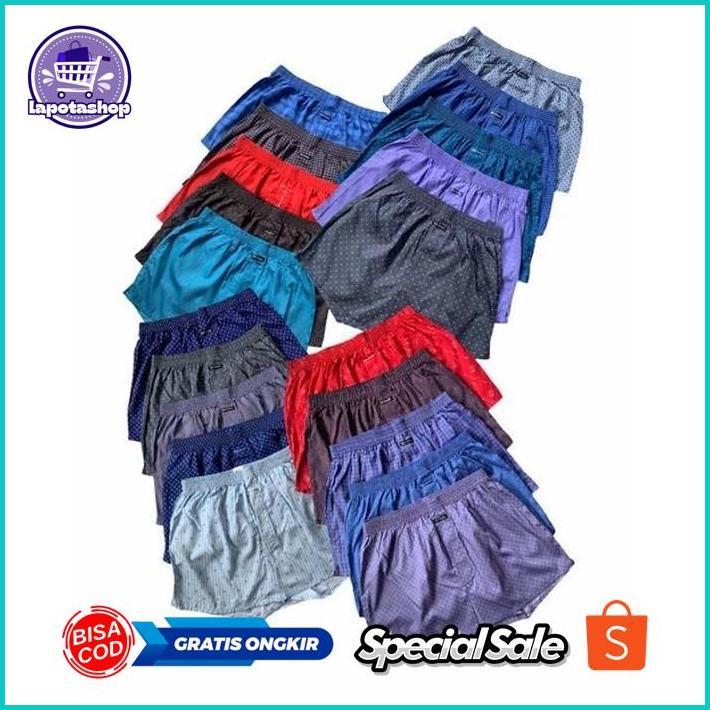 ghs-55 GB29 Boxer BYC Celana Pendek Katun Adem Unisex Kotak-Kotak Bunga-Bunga Murah Premium