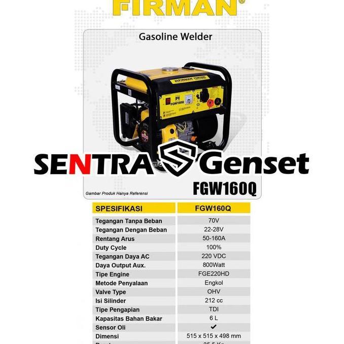 Promo Genset Las Firman 160 Ampere Fgw160Q Cod