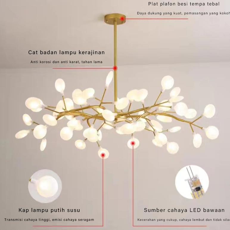 Lampu Gantung Ruang Tamu Lampu Gantung Kunang-Kunang Hangat Kreatif Lampu Kamar Tidur Ruang Makan Mi