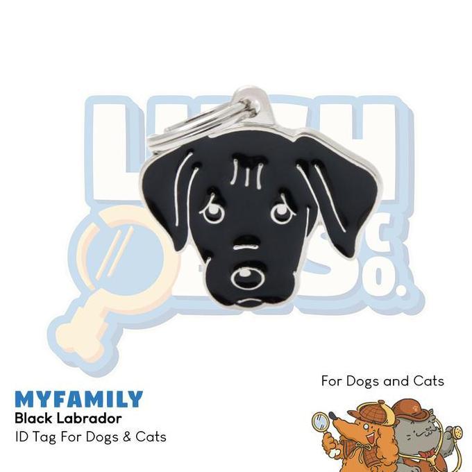 BEBAS ONGKIR - MyFamily ID Tag - Black Labrador ID Dog Tag | Personalized Cat Dog Tag