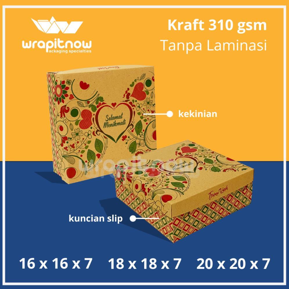 Bisa Cod Dus Nasi 16X16X7 18X18X7 20X20X7 Dus Tasyakuran Nasi Kotak Snack Dus Murah Motif Cetak ||