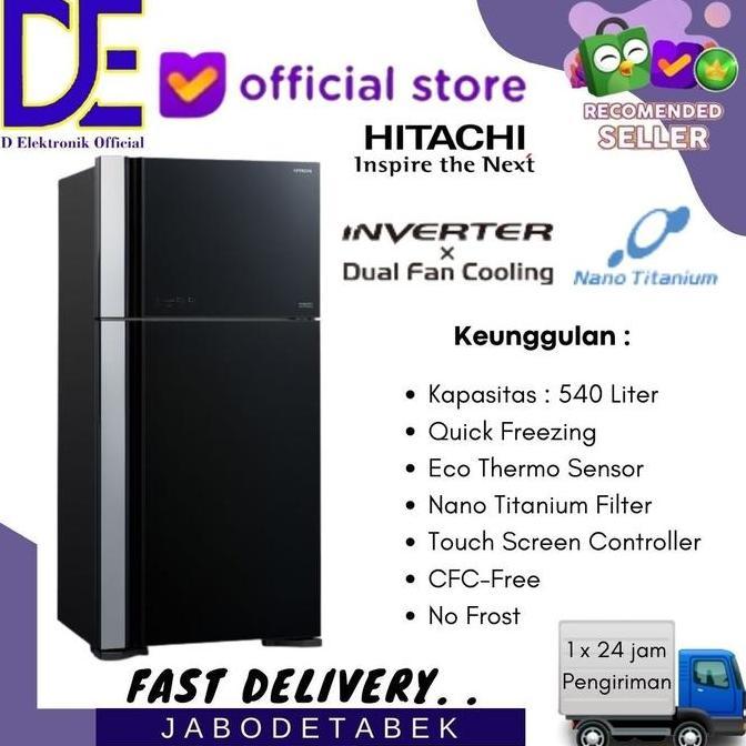 TERLARIS - PROMO KULKAS HITACHI 2 PINTU R-VG70PGD7-GBK RVG70PGD7GBK RVG70PGD7