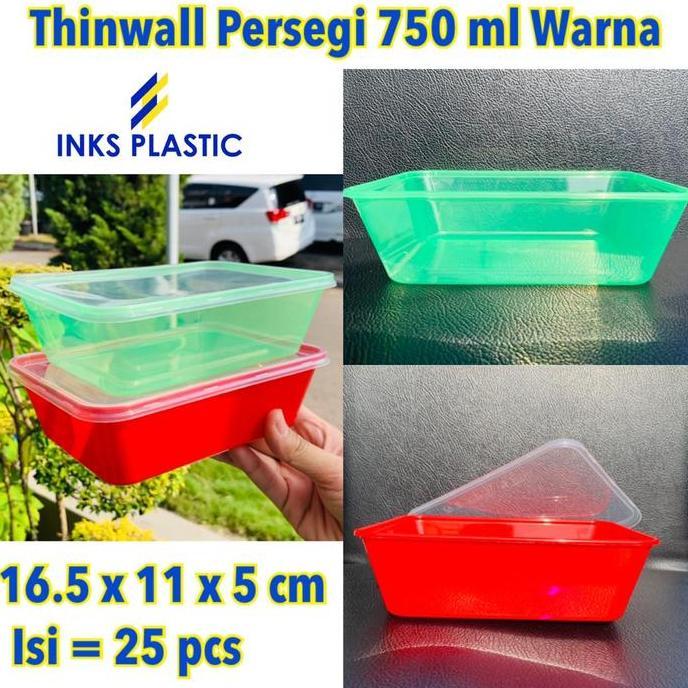 THINWALL PERSEGI 750 ML WARNA ( ISI 25 )
