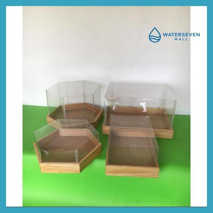 KERAJINAN KAYU - KOTAK HANTARAN KAYU SEGI4 SAMA SISI PLUS TUTUP MIKA 25CM KOTAK SESERAHAN PERNIKAHAN