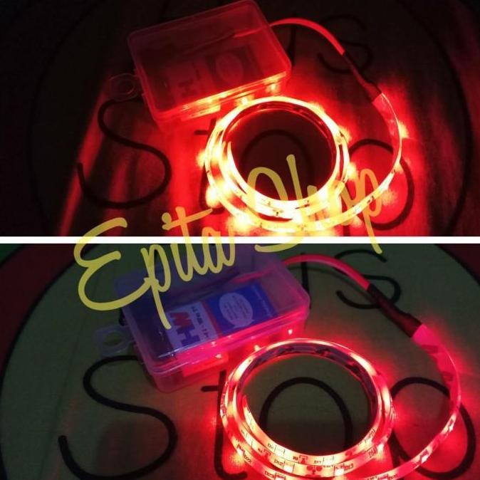 Lampu LED Strip 3528 + Baterai + Saklar + Minibox (Lampu portable)