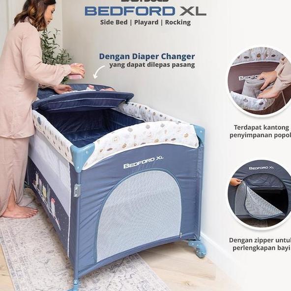 Babydoes Box Bayi Bedford Xl Ranjang Bayi Side Bed Dengan Diaper Changer Music Box