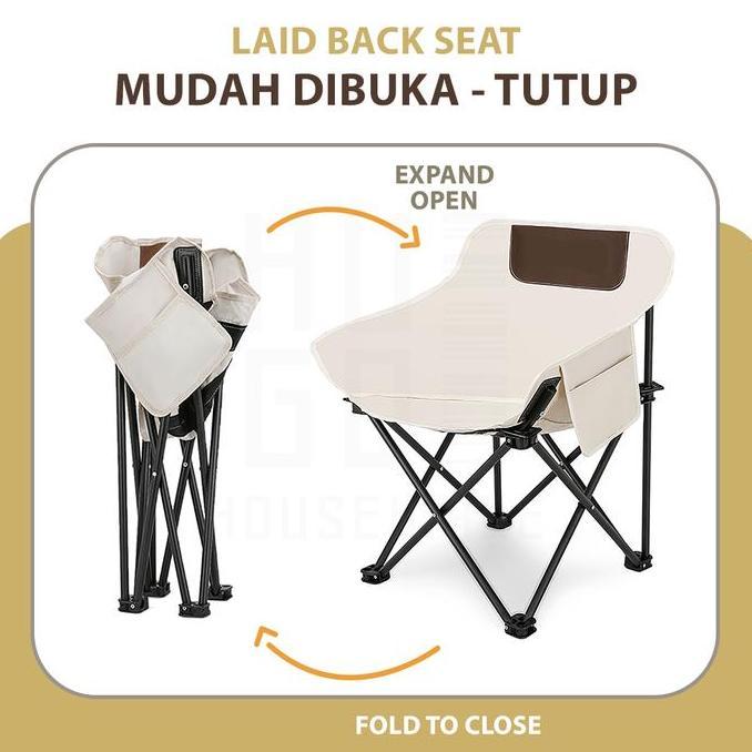Kursi Lipat Bulat Moon Folding Chair Keranjang Camping Tenda Mancing
