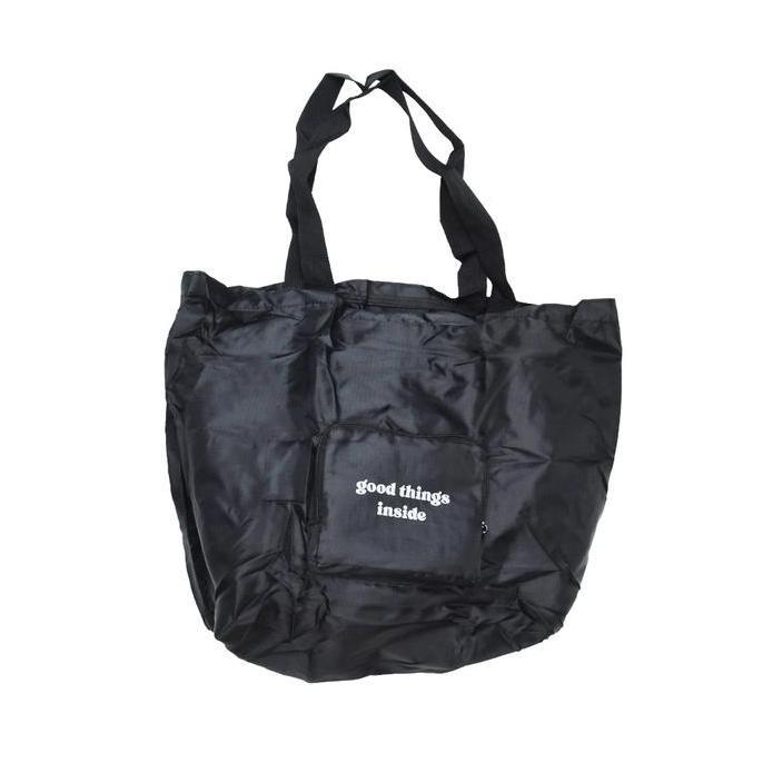 Ataru Tas Belanja Lipat Dengan Zipper - Hitam