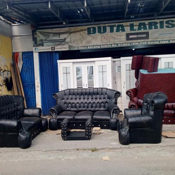 kursi tamu / sofa ruang tamu jaguar hitam 1 set