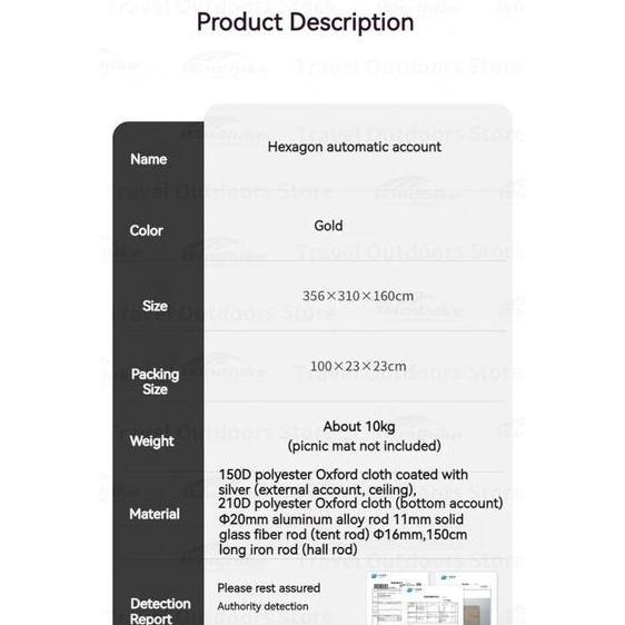 Tenda Haxagonal Automatic / Otomatis Camping Naturehike Cnh22Zp007