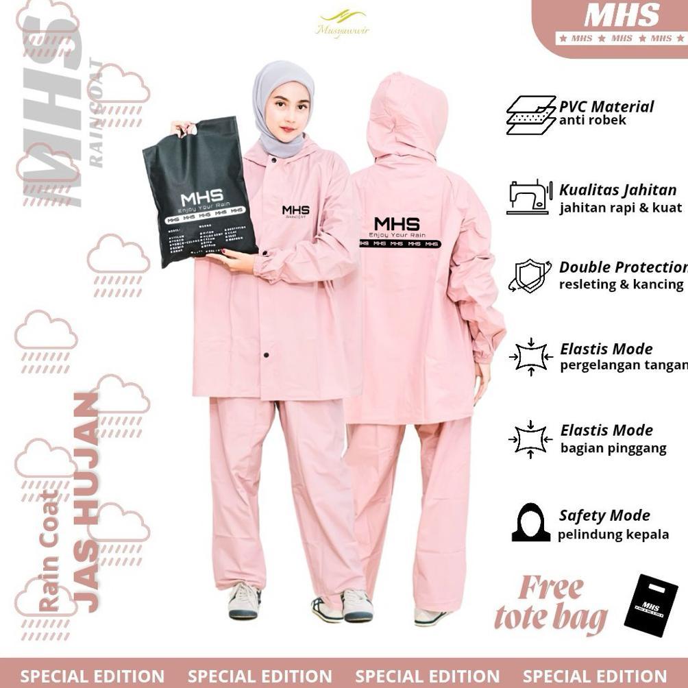 JAS HUJAN RAINCOAT WATERPROOF PRIA WANITA DEWASA SETELAN JAKET DAN CELANA  TEBAL Jas Hujan