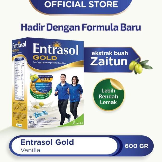Entrasol Gold Vanila 600gr Susu Dewasa Tinggi Kalsium SRA