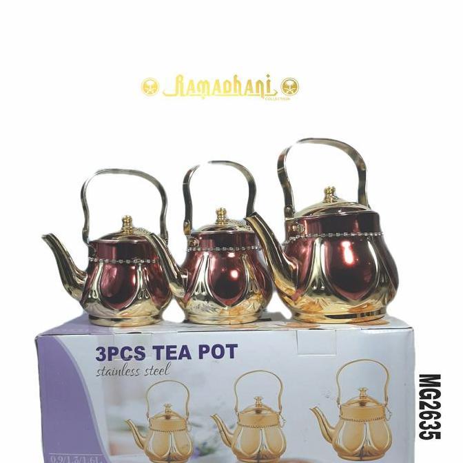 HARGA DISC - Tea Pot Stainless Steel 3 pcs