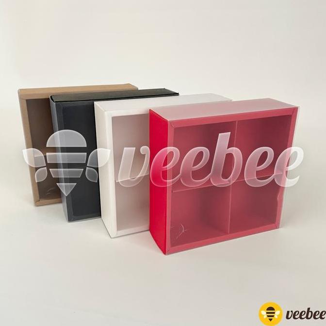 ,,,,,,,] Box Hampers Sekat 4 Tutup Mika Sliding / Box kue/ Box Sovenir/ Box Mooncake/Dus Kue/Kotak K