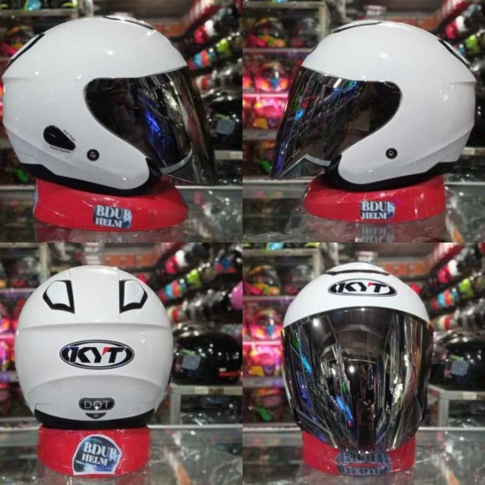 HELM KYT KYOTO SOLID WHITE VISOR IRIDIUM SILVER
