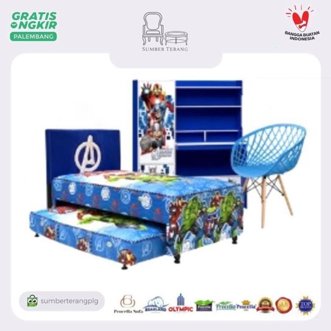 Springbed Sorong Procella Avengers + Meja Belajar + Wallet Olymplast