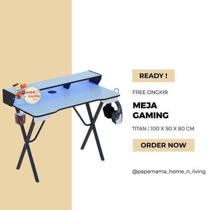 Meja Gaming Titan uk 100cm - Meja Komputer Kaki besi - Medan