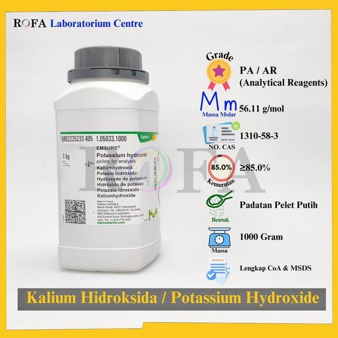 NEW Kalium Hidroksida / Potassium Hydroxide / KOH Pro Analis Merck 1000 Gram
