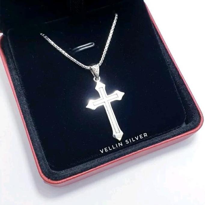 Kalung Salib Perak Pria Wanita Silver 925 Asli ZA