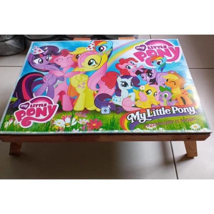 Meja Belajar Lipat/Meja Kayu Plitur/Meja Lipat Kayu Anak/Meja Laptop Anak Plastik