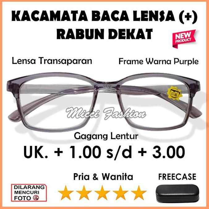 Kacamata Khusus Full Baca Plus Rabun Dekat Pria Wanita Ukuran +1.00 Sampai +3.00 Siap Pakai Frame Un