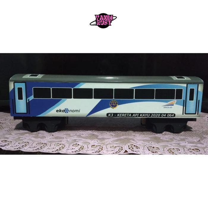 hj-77 TGC-1924 Re27 Gerbong Kereta Api Ekonomi Krakatau Blue Ice Code 64  - MINIATUR KERETA API KAYU