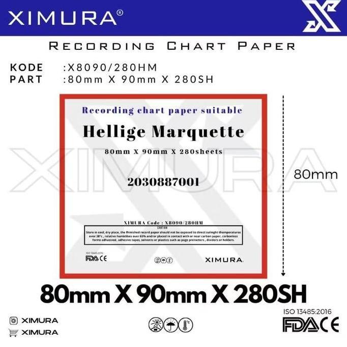 Kertas Ekg Ecg Hellige Marquette 80Mm X 90Mm X 280 Sheets Ge Mac 400 Mac 600 2030877-001