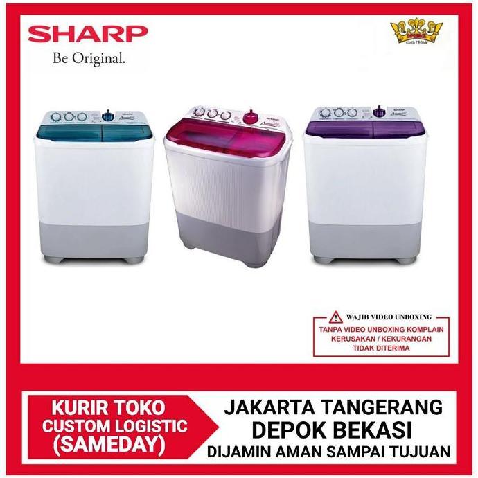 TERMURAH - SHARP ES-T85CR-BK/VK/PK Mesin Cuci 2 Tabung 8 Kg 85CR