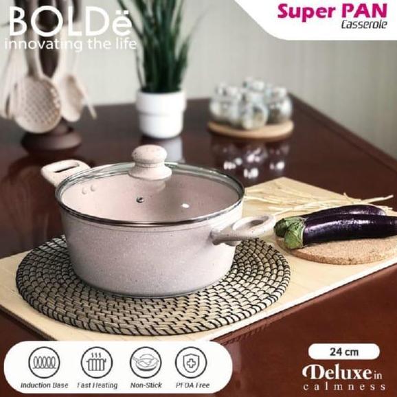 COD BOLDe SUPER PAN CASSEROLE BEIGE 24cm Panci Rebus Tutup Kaca