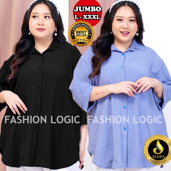 Pelitajaya Kemeja Wanita Korea Style Oversize Atasan Kemeja Baju Blouse Wanita Busui - Atasan Jumbo 