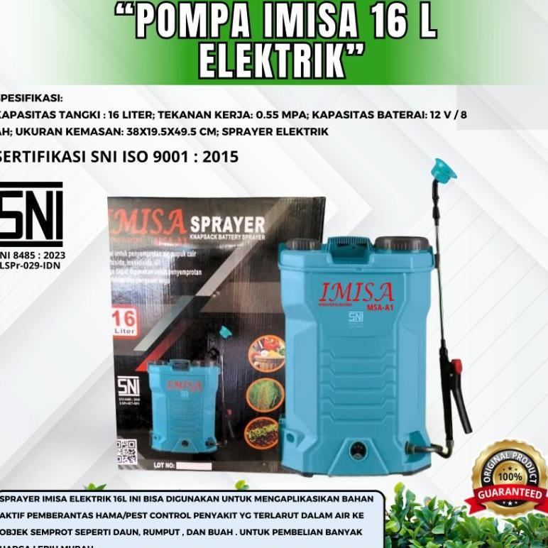 POMPA SPRAYER MSA-16 ELECTRIC 120psi BERGARANSI 1 TAHUN( GARANSI 1 BULAN SPRAYER ELEKTRIK 16 LITER )