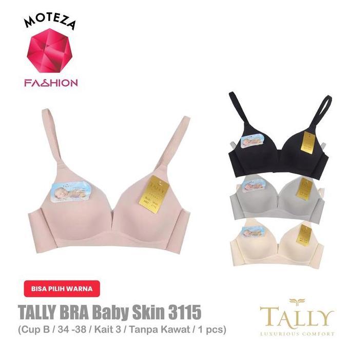 Tally Bra Wanita - BH 3115 - Busa Tipis Cup A - B | Tanpa Kawat | Kait 3 | Size 34 - 38 Seamless | N