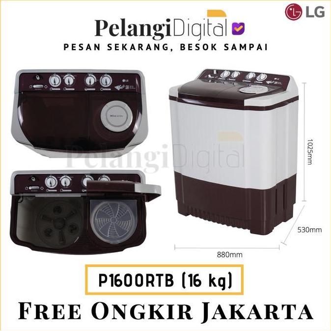 TERMURAH - LG P1600RTB Mesin Cuci 2 Dua Tabung 16kg / Twin Tub 16 kg