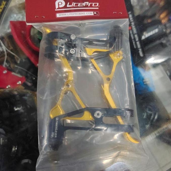Brake Lever Litepro Ultimate 32 Gram Ultralight Folding U-Brake Rim Brake V-Brake Merah Gold Hitam O