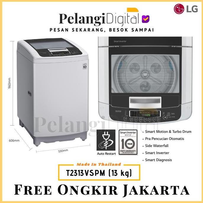 BEBAS ONGKIR - LG Mesin Cuci Top Loading Smart Inverter 13 KG - T2313VSPM