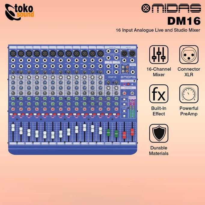 MIDAS DM16 - 16 CHANNEL MIXER ANALOG ORIGINAL DAN TERPERCAYA