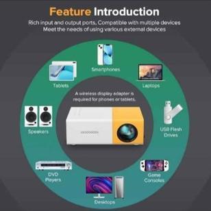 YG300 Mini Proyektor LED Infokus Bluetooth MKC KIMISO Free Remote + Charger, Proyektor
