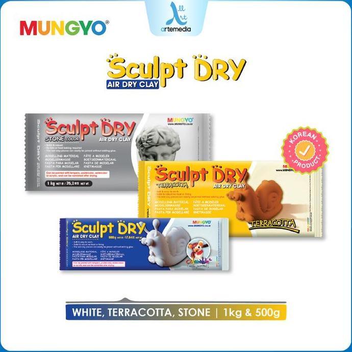 Mungyo Sculpt Dry Modelling Clay 0.5kg / 1kg Soft & Lightweight Air Dry Clay for Craft and Art Proje