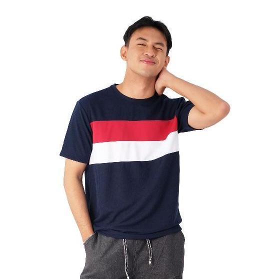 POSHBOY Kaos Lengan Pendek Navy I Kaos Pria Kombinasi Furano